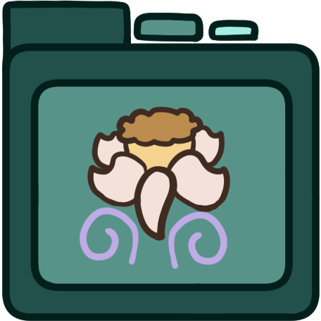 a teal file folder with a narcissus flower on it.